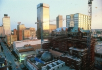 Sundance West under construction in the late 1980s. It was the first new residential building in downtown since WWII.